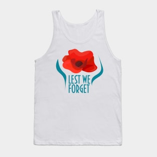 Remembrance day poppy. Lest we forget. Tank Top